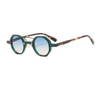 JUJNTNT Gafas de sol redondas pequeñas vintage para mujer, lentes transparentes estilo océano, protección UV400, remaches para hombre (verdes)