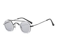 JUJNTNT Gafas de sol redondas retro para hombre y mujer, estilo vintage, doble puente, montura metálica, modernas, protección UV400, gafas de sol de círculo pequeño, gafas de moda, C3, talla única