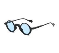 JUJNTNT Gafas de sol redondas retro para hombre y mujer, unisex, de moda, tamaño pequeño, informales, para viajes (negro y azul).