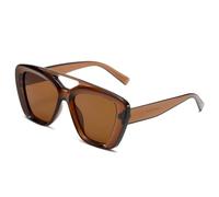JUJNTNT Gafas de sol retro de doble puente con forma de ojo de gato para mujer, a la moda, con degradado, UV400, para hombre, color caramelo mate (marrón té).
