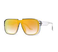 JUJNTNT Gafas de sol retro de una pieza para hombre, con espejo y parte superior plana UV400 (espejo gris y naranja)
