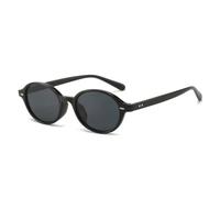 JUJNTNT Gafas de sol retro pequeñas ovaladas con remaches para hombre y mujer (negro y gris)