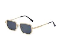 JUJNTNT Gafas de sol retro Polygon para hombre - Montura metálica, lentes degradadas UV, ligeras, ideales para conducir y actividades al aire libre, C5, talla única