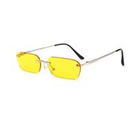 JUJNTNT Gafas de sol sin montura para hombre, tendencia, rectangulares transparentes, UV400 (amarillas)