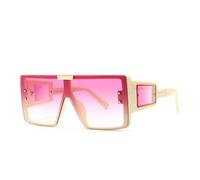 JUJNTNT Gafas de sol unisex extragrandes, resistentes al viento, estilo punk, montura cuadrada grande, deportivas, protección UV400 (rosa).
