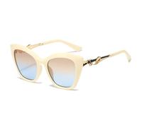 JUJNTNT Gafas de sol vintage elegantes para mujer, con montura de metal ahuecada, estilo retro, estilo ojo de gato, UV400, con montura grande para viaje (beige)