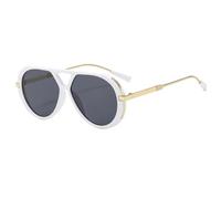 JUJNTNT Gafas de sol vintage para mujer con lentes degradados UV400 (blanco y gris)