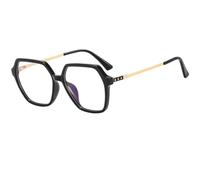 JUJNTNT Gafas geométricas extragrandes estilo retro con montura hexagonal y lentes transparentes, patillas metálicas finas y modernas para hombre y mujer, C1, talla única.