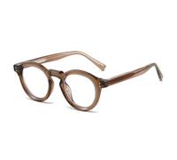 JUJNTNT Gafas redondas de moda retro para hombre, con montura metálica y diseño de patchwork de colores (marrón)