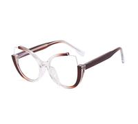 JUJNTNT Gafas retro de ojo de gato, semi-sin montura, para mujer, con montura transparente y bisagra de resorte para hombre (marrón transparente).