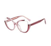 JUJNTNT Gafas retro de ojo de gato, semi-sin montura, para mujer y hombre, con bisagra de resorte y degradado (morado, rojo transparente).