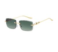 JUJNTNT Lujosas gafas sin montura con borde roto y patillas metálicas con motivos de zorros personalizados, un estilo urbano con estilo (verde)