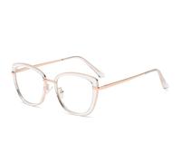 JUJNTNT Montura de gafas con bisagra de resorte transparente estilo ojo de gato retro para mujer y hombre (transparente)