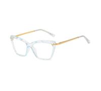 JUJNTNT Montura de gafas con bisagra de resorte y facetas únicas para mujer, gafas de ojo de gato transparentes, UV400 (azul)