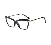 JUJNTNT Montura de gafas con bisagra de resorte y facetas únicas para mujer, gafas de ojo de gato transparentes, UV400 (negro)