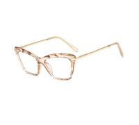 JUJNTNT Montura de gafas con bisagra de resorte y facetas únicas para mujer, transparente, estilo ojo de gato, UV400 (champán)