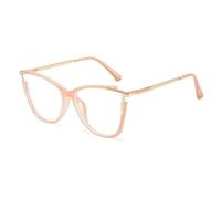 JUJNTNT Montura de gafas de metal estilo ojo de gato para mujer, estilo retro, transparente, con bisagra de resorte para hombre (rosa)