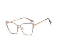 JUJNTNT Montura de gafas de ojo de gato de metal con bisagra de resorte para mujer, colores dobles (C6 morado y rosa)