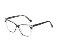JUJNTNT Montura de gafas de ojo de gato para hombre y mujer, con bisagra de resorte retro transparente (negro transparente).