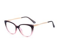JUJNTNT Montura de gafas de ojo de gato para mujer, estilo vintage, con bisagra de resorte (gris y rosa)