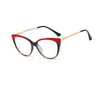 JUJNTNT Montura de gafas estilo ojo de gato para mujer, estilo vintage con bisagra de resorte (leopardo rojo)