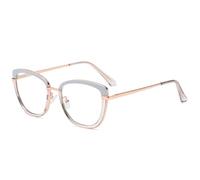 JUJNTNT Montura de gafas estilo ojo de gato retro con bisagra de resorte transparente para mujer y hombre (gris transparente)