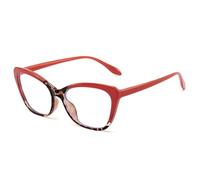JUJNTNT Montura de gafas transparente para mujer, estilo retro con bisagra de resorte, para hombre, con diseño de ojo de gato, doble color (patrón rosa y rojo).