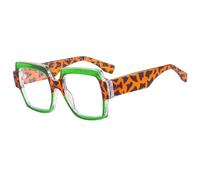 JUJNTNT Montura geométrica cuadrada para gafas de hombre y mujer, lentes gruesas transparentes, estilo retro, ligeras y cómodas, C5, talla única.