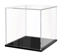 JUJOMAT Expositor con base negra Caja organizadora de acrílico transparente Caja hermética de acrílico para figuras de acción, juguetes, artículos de colección 35*35*35cm
