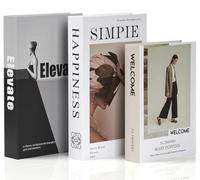 JUJOYBD Juego de 3 libros decorativos con espacio de almacenamiento oculto, apilables, para decoración moderna del hogar, estantería de oficina