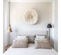 Juju Hat White Cream 5 tamaños [desde $129] Decoración de pared ética africana, auténtico sombrero Juju hecho a mano Bamileke Camerún (32 pulgadas - 80 cm)