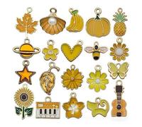 JUJUFREE Paquete de 20 dijes de flores esmaltadas de aleación para hacer joyas hechas a mano, collares, pulseras, manualidades, accesorios de joyería