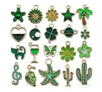 JUJUFREE Paquete de 20 dijes de flores esmaltadas de aleación para hacer joyas hechas a mano, collares, pulseras, manualidades, accesorios de joyería