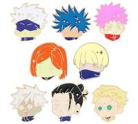 Jujutsu Kaisen Brooche - Juego de 8 broches de anime Jujutsu Kaisen | Medallas de estudiantes de dibujos animados, accesorios, insignias de metal
