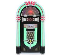 Jukebox Años 50 con Vinilo, CD, USB, Bluetooth, SD/MMC Memory Card, Radio Am FM y AUX Giradiscos Luces LED Reproductor Gramola Máquina de Discos Vinilo Vintage Retro 64x127x38cm Turntable Hi-Fi
