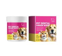 Jukeoiu Toallitas Dentales De Perros - 50 Piezas Toallitas para Limpiar Dientes De Mascotas - Eliminador De Mal Aliento Canino - para Razas Pequeñas Medianas Grandes Cachorro Gatito