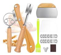 Jukibole Cuchillo Pan, 6 Piezas Cuchilla Panadero con Batidor Danés, 10 Cuchillas de Repuesto, 2 Rasquetas y Pincel, Cuchillo Masa para Marcar, Ideal para Baguettes Masa Pan Casero y Repostería