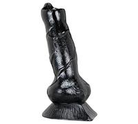 Jukkarri Wolf - Consolador de pene de 18,5 cm, de PVC médico, imitación de pene real, juguete sexual, color negro