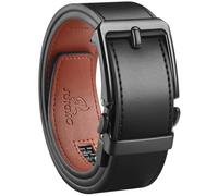 JUKMO Cinturón de trinquete de cuero de 38 mm para hombre en caja de regalo, Negro -, Medium-for Waist 36"-42"(Length 49")