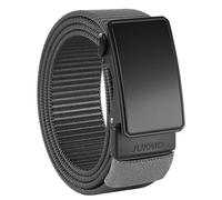 JUKMO Cinturón de trinquete de nailon de 1.5 pulgadas para hombre, cinturón casual con hebilla deslizante para jeans, sin agujeros, ribete ajustable para adaptarse, Gris, Medium-for Waist