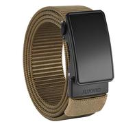 JUKMO Cinturón de trinquete de nailon de 1.5 pulgadas para hombre, cinturón casual con hebilla deslizante para jeans, sin agujeros, ribete ajustable para adaptarse, Coyote, Medium-for Waist 36"-42