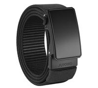 JUKMO Cinturón de trinquete de nailon de 1.5 pulgadas para hombre, cinturón casual con hebilla deslizante para jeans, sin agujeros, ribete ajustable para adaptarse, Negro, Large-for Waist 42"-46