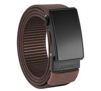 JUKMO Cinturón de trinquete de nailon de 1.5 pulgadas para hombre, cinturón casual con hebilla deslizante para jeans, sin agujeros, ribete ajustable para adaptarse, Café, Medium-for Waist 36"-42