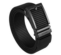JUKMO Cinturón de trinquete hombre, cinturón táctico de nailon con hebilla deslizante automática (Negro, X-Grande)
