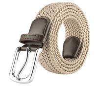 JUKMO Cinturón Elástico Trenzado para Hombres y Mujeres, Cinturón Tejido Elástico en Caja de Regalo (Caqui, M-para Cintura 81cm-90cm (Longitud 105cm))