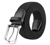 JUKMO Cinturón Elástico Trenzado para Hombres y Mujeres, Cinturón Tejido Elástico en Caja de Regalo (Negro, XL-para Cintura 101cm-110cm (Longitud 125cm))