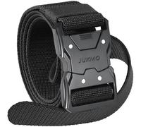 JUKMO Cinturón Táctico, Cinturón Militar de Senderismo de 3,8 cm con Hebilla de Liberación Rápida Resistente (M-para Cintura 91cm-105cm (Longitud 125cm), Negro)