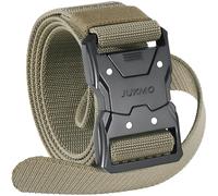 JUKMO Cinturón Táctico, Cinturón Militar de Senderismo de 3,8 cm con Hebilla de Liberación Rápida Resistente (L-para Cintura 106cm-115cm (Longitud 135cm), Caqui)