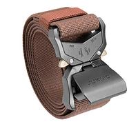 JUKMO Cinturón Táctico, Senderismo Militar Rigger 1.5" Nylon Web Cinturón de Trabajo con Hebilla de Liberación Rápida de Trabajo Pesado (Café, Grande)