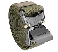 JUKMO Cinturón Táctico, Senderismo Militar Rigger 1.5" Nylon Web Cinturón de Trabajo con Hebilla de Liberación Rápida de Trabajo Pesado (Amy verde, Mediano)